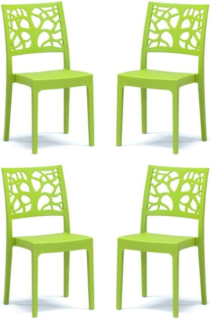 Liberoshopping Lot de 4 chaises TETI vertes empilables en polypropylène pour intérieur et extérieur, 46 x 42 x 87 cm-Luxemybase