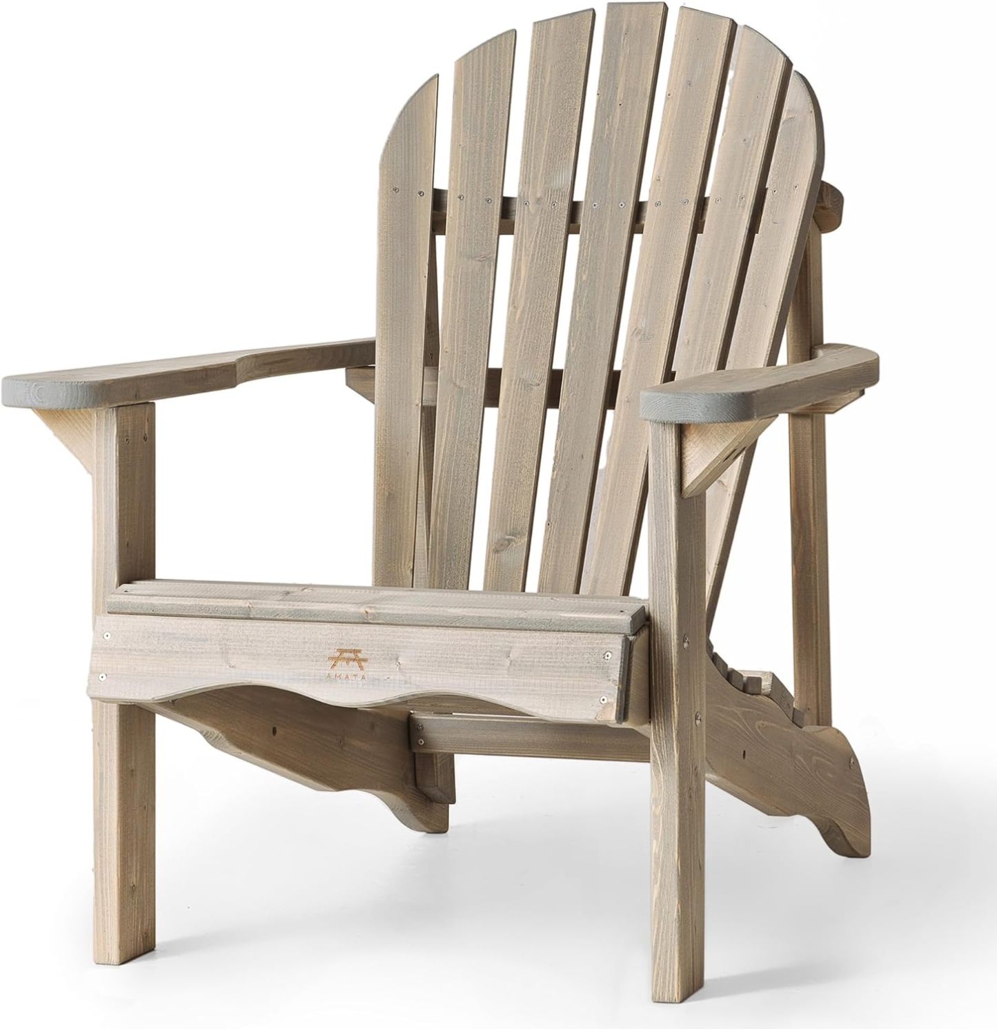 Amata UNGURS Collection Chaise Adirondack simple en bois de pin gris résistante aux intempéries, 92 x 72 x 92 cm-Luxemybase