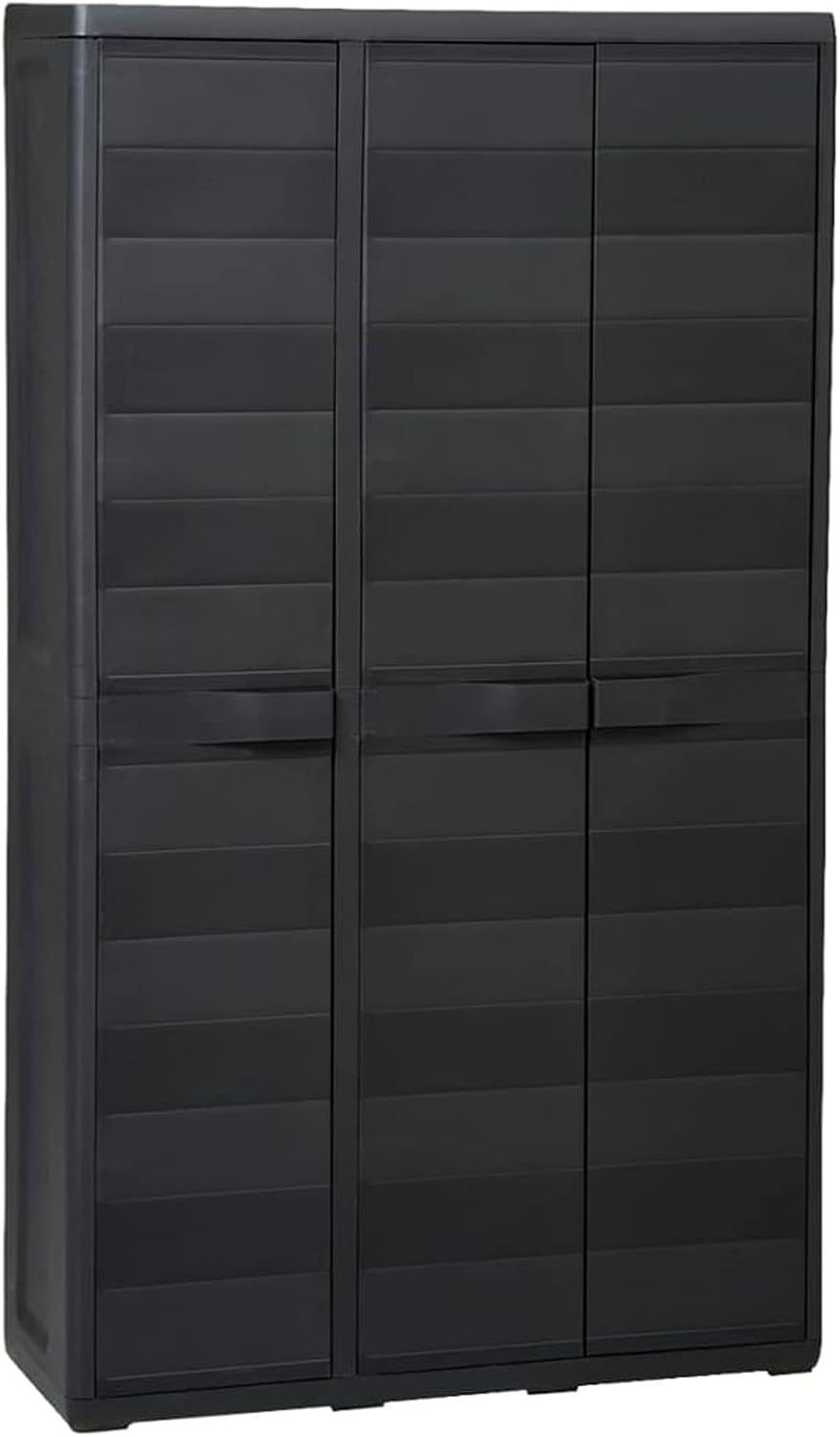 Tidyard Catherinol Armoire de rangement de jardin 38 x 38 x 171 cm Noir en polypropylène 4 étagères réglables 3 portes verrouillables Montage au sol Style contemporain-Luxemybase
