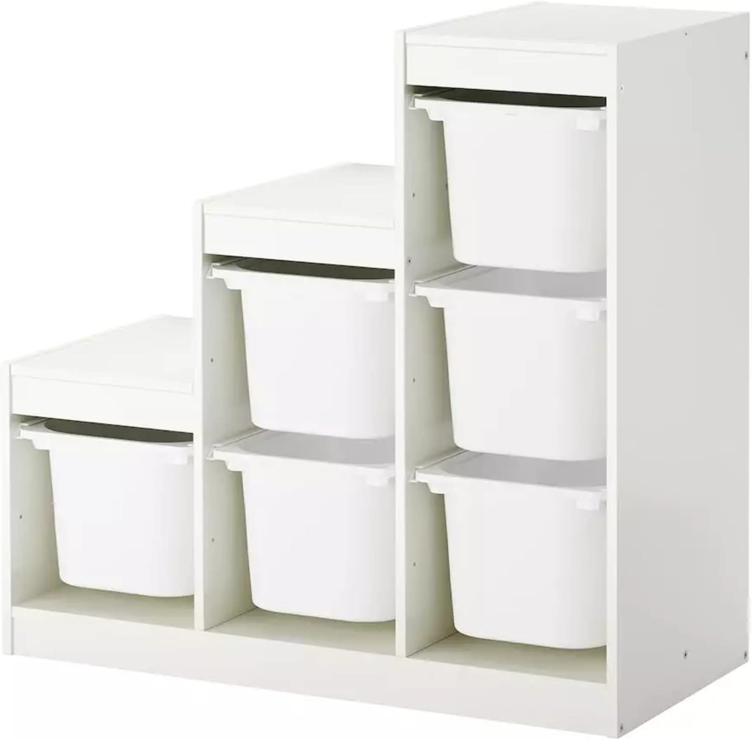 MAC Trofast Blanc Ensemble de Rangement pour Jouets 99 x 44 x 94 cm, Structure en Bois d’Ingénierie avec Bacs en Plastique Polypropylène-Luxemybase