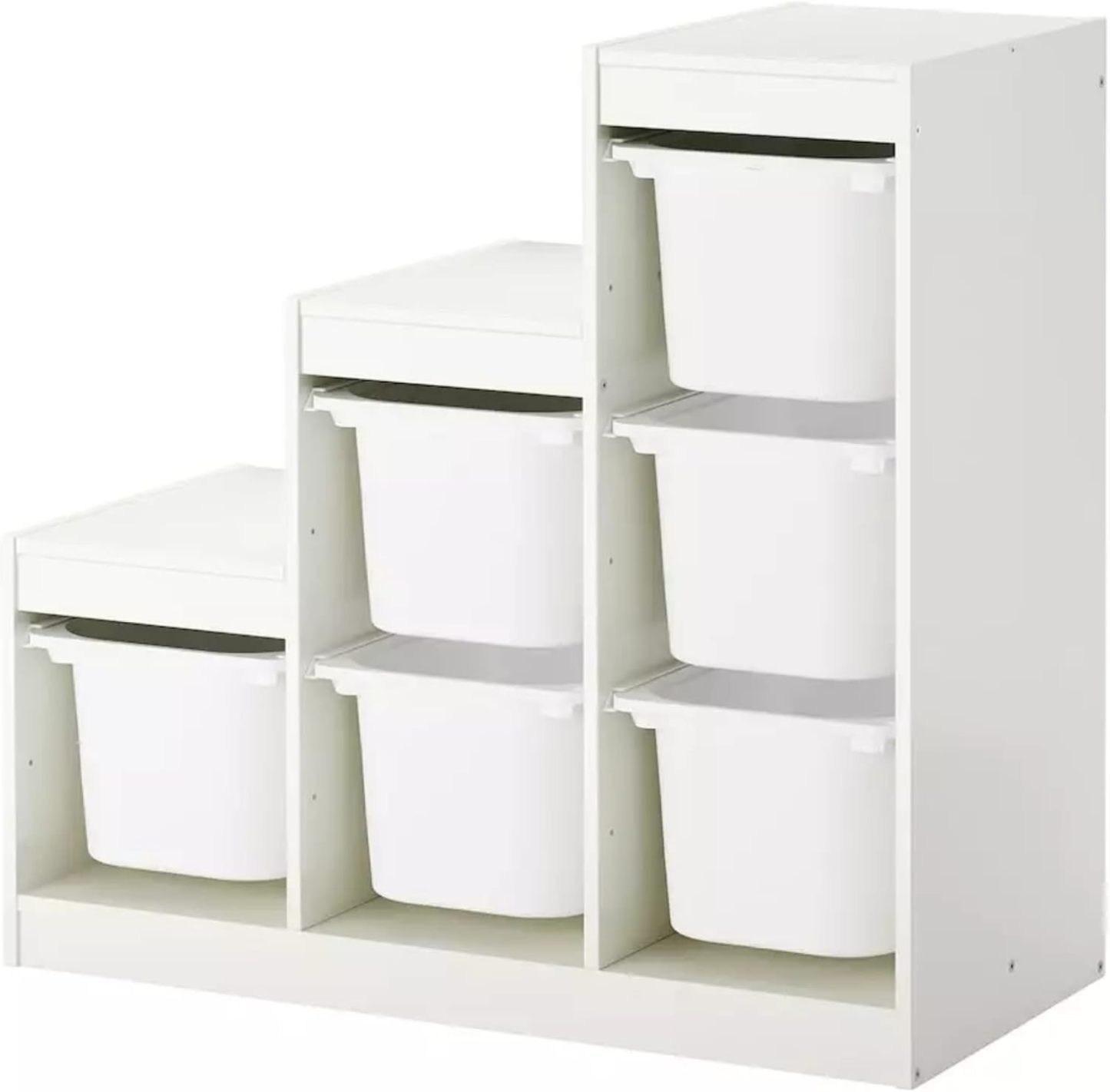 MAC Trofast Blanc Ensemble de Rangement pour Jouets 99 x 44 x 94 cm, Structure en Bois d’Ingénierie avec Bacs en Plastique Polypropylène-Luxemybase