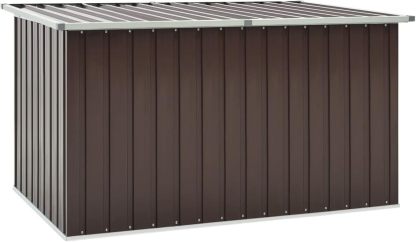 JUNZAI Boîte de rangement de jardin Marron 171 x 99 x 93 cm en acier allié et plastique Coffre étanche Rectangulaire Élégant Extérieur-Luxemybase