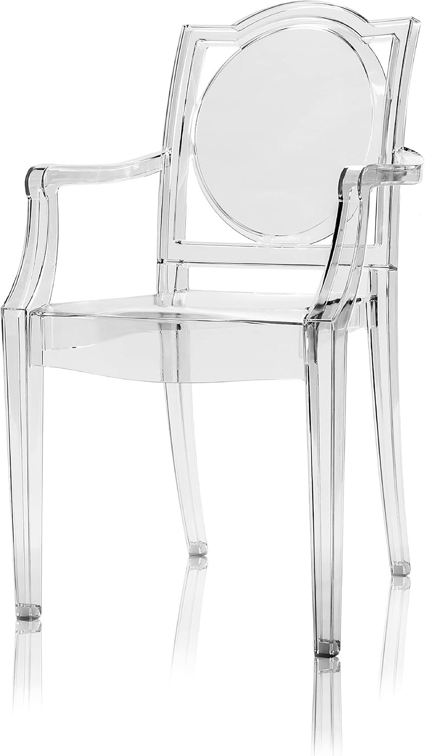 La16 Lot de 4 chaises Fantôme transparentes avec accoudoirs, fauteuils en polycarbonate design moderne, intérieur salle à manger-Luxemybase
