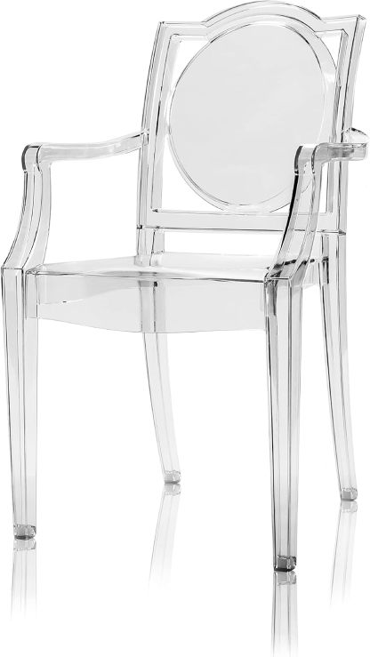 La16 Lot de 4 chaises Fantôme transparentes avec accoudoirs, fauteuils en polycarbonate design moderne, intérieur salle à manger-Luxemybase