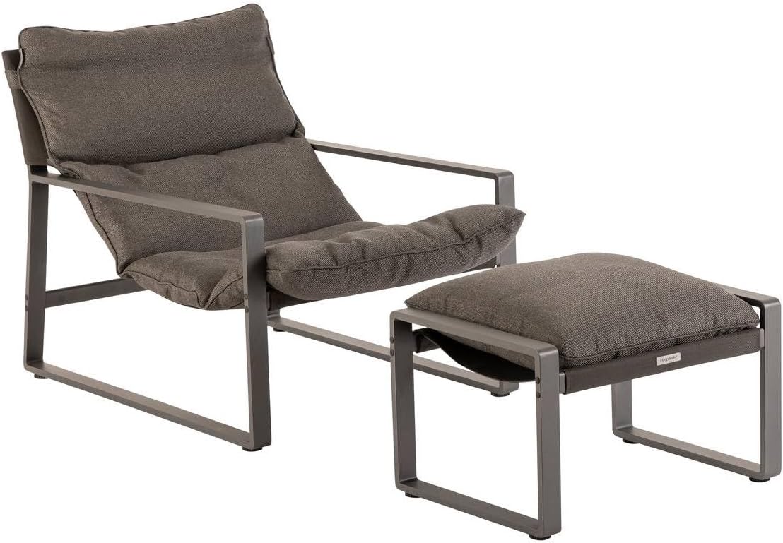 Hespéride Fauteuil Relax de Jardin Lambinio graphite en aluminium et acier traité époxy, dossier continu, 151 x 72,5 x 69 cm-Luxemybase