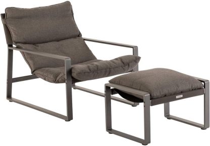 Hespéride Fauteuil Relax de Jardin Lambinio graphite en aluminium et acier traité époxy, dossier continu, 151 x 72,5 x 69 cm-Luxemybase