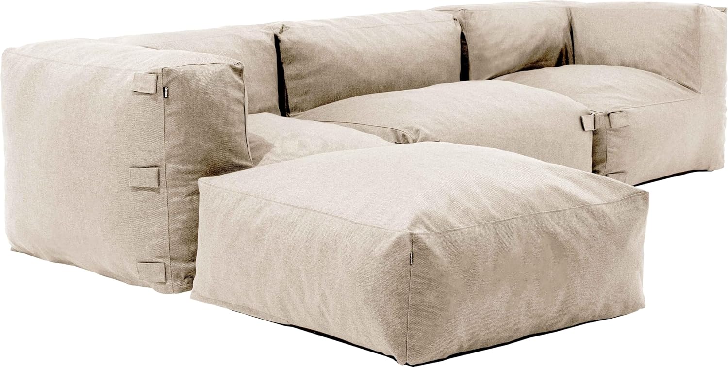 Oviala Canapé d’Angle de Jardin Modulable 4 Places Mixi, Beige, 255 x 85 x 65 cm, 54 kg, Style Moderne-Luxemybase