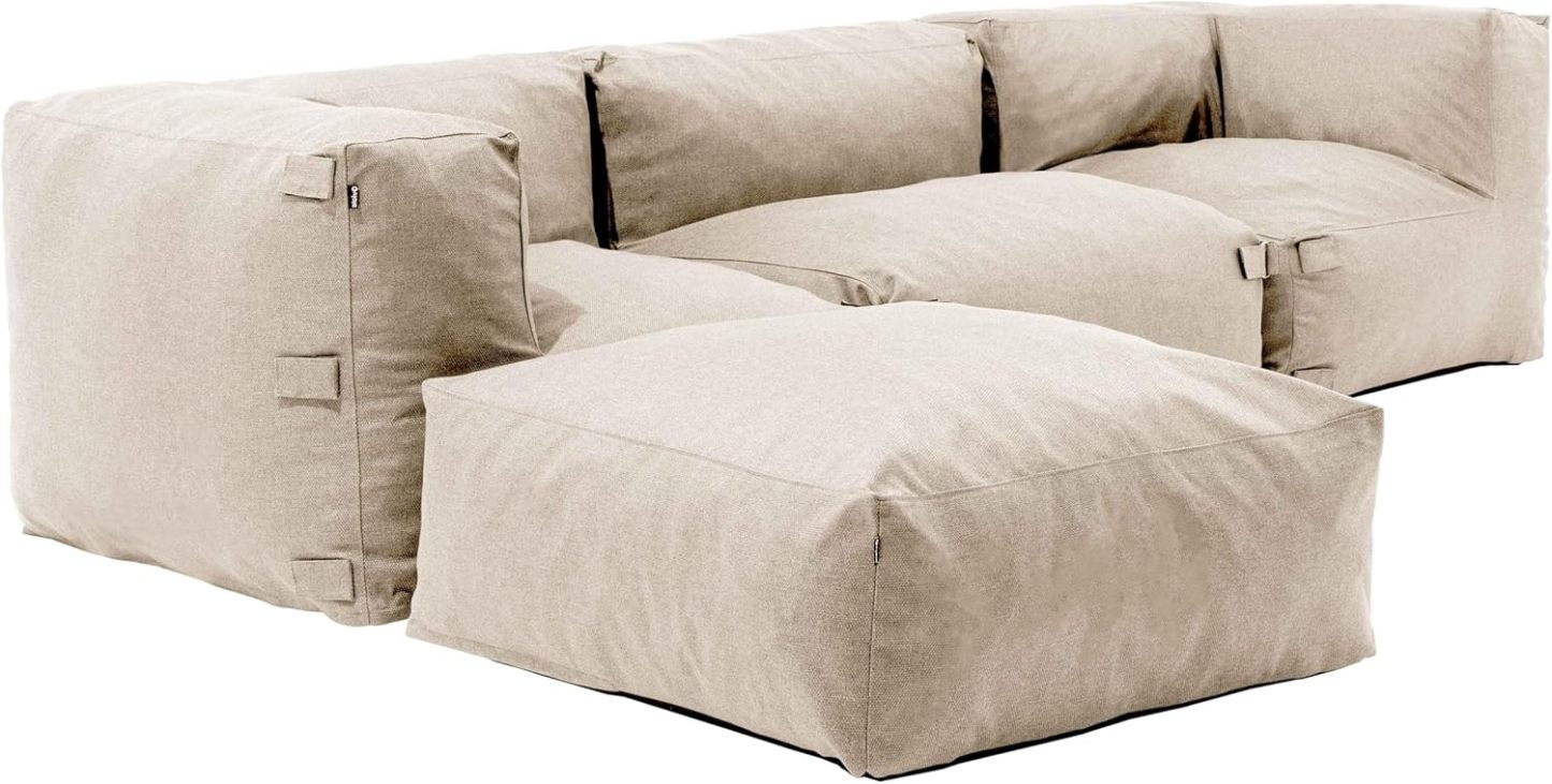 Oviala Canapé d’Angle de Jardin Modulable 4 Places Mixi, Beige, 255 x 85 x 65 cm, 54 kg, Style Moderne-Luxemybase