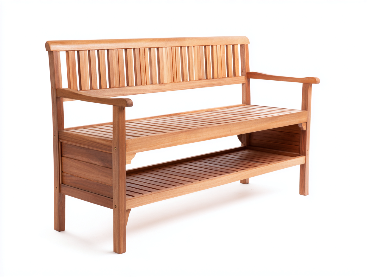 Banc de jardin bois massif 120x60x90 cm - naturel - banc extérieur avec étagère inférieure-Luxemybase