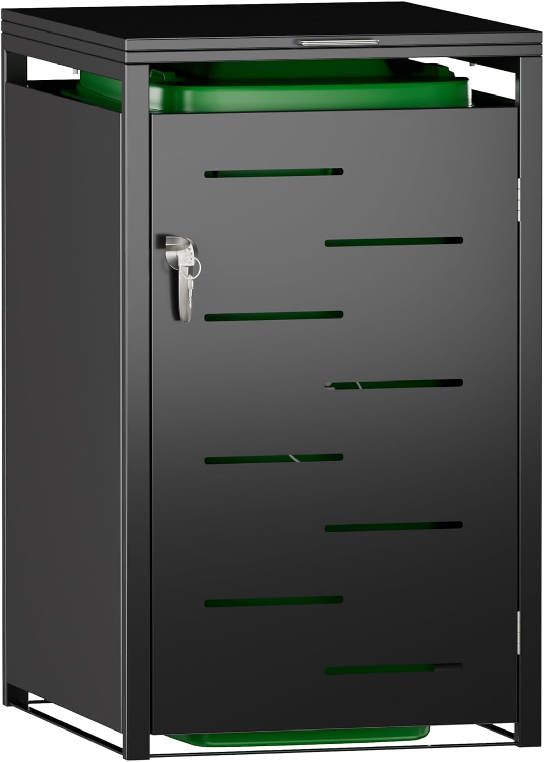 SUPEER Cache-Poubelles Noir Acier Galvanisé 1 ou 2 Compartiments jusqu’à 240 L Étanche avec Serrure-Luxemybase