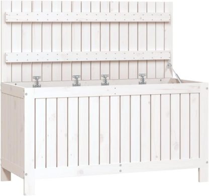 Tomostar Coffre de Jardin Extérieur 115 x 49 x 60 cm Blanc en Bois de Pin Boîte de Rangement pour Jardin et Terrasse-Luxemybase