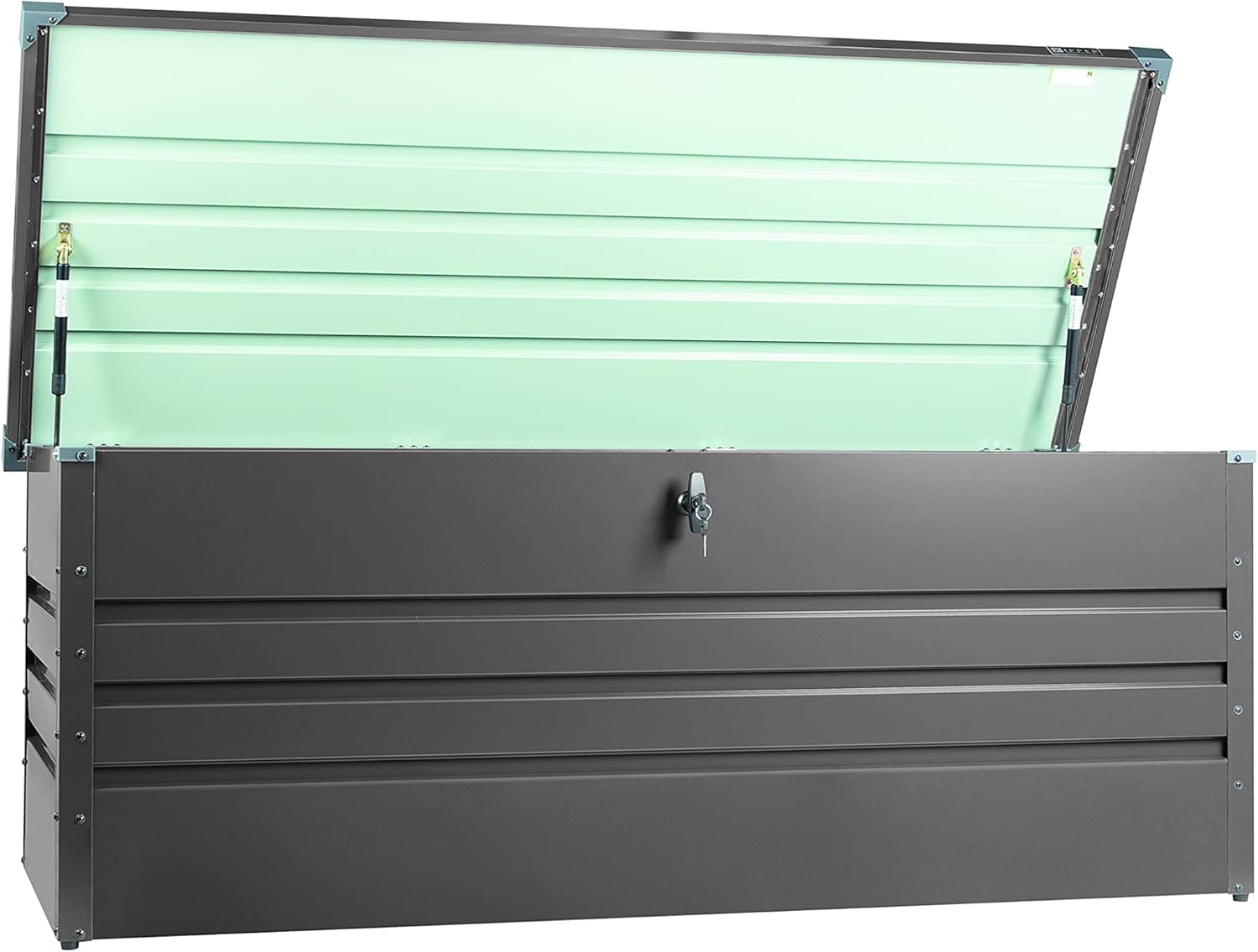 Boîte de Rangement de Jardin 165 x 70 x 62 cm en Acier Allié Vert Rectangulaire Imperméable avec Cadre en Tôle d’Acier Assemblage Requis-Luxemybase