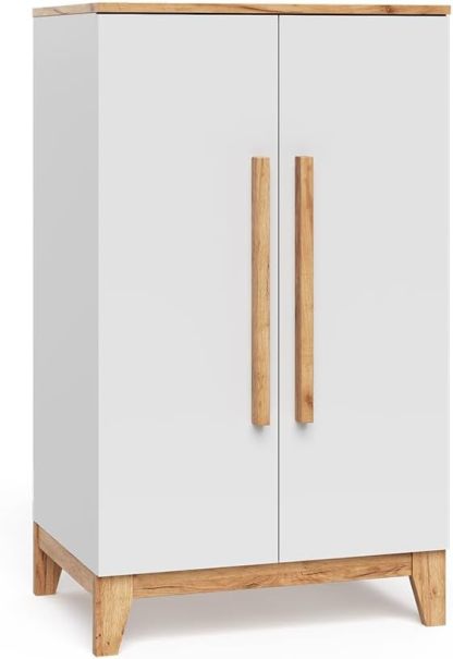 VitaliSpa Armoire Enfant Malia Blanc et Artisan 120 x 70 x 53,4 cm, 2 Portes Style Moderne en Bois d’Ingénierie-Luxemybase