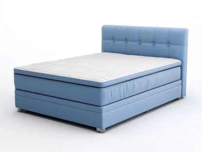 Lit double tissu rembourré 200x160x110 cm - bleu - lit confortable avec tête de lit capitonnée-Luxemybase