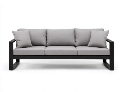 Canapé de jardin en métal 210x80x75 cm - gris-noir - design moderne pour extérieur-Luxemybase