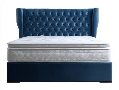 Lit double tissu capitonné 200x160x120 cm - bleu foncé - lit élégant avec tête de lit haute-Luxemybase