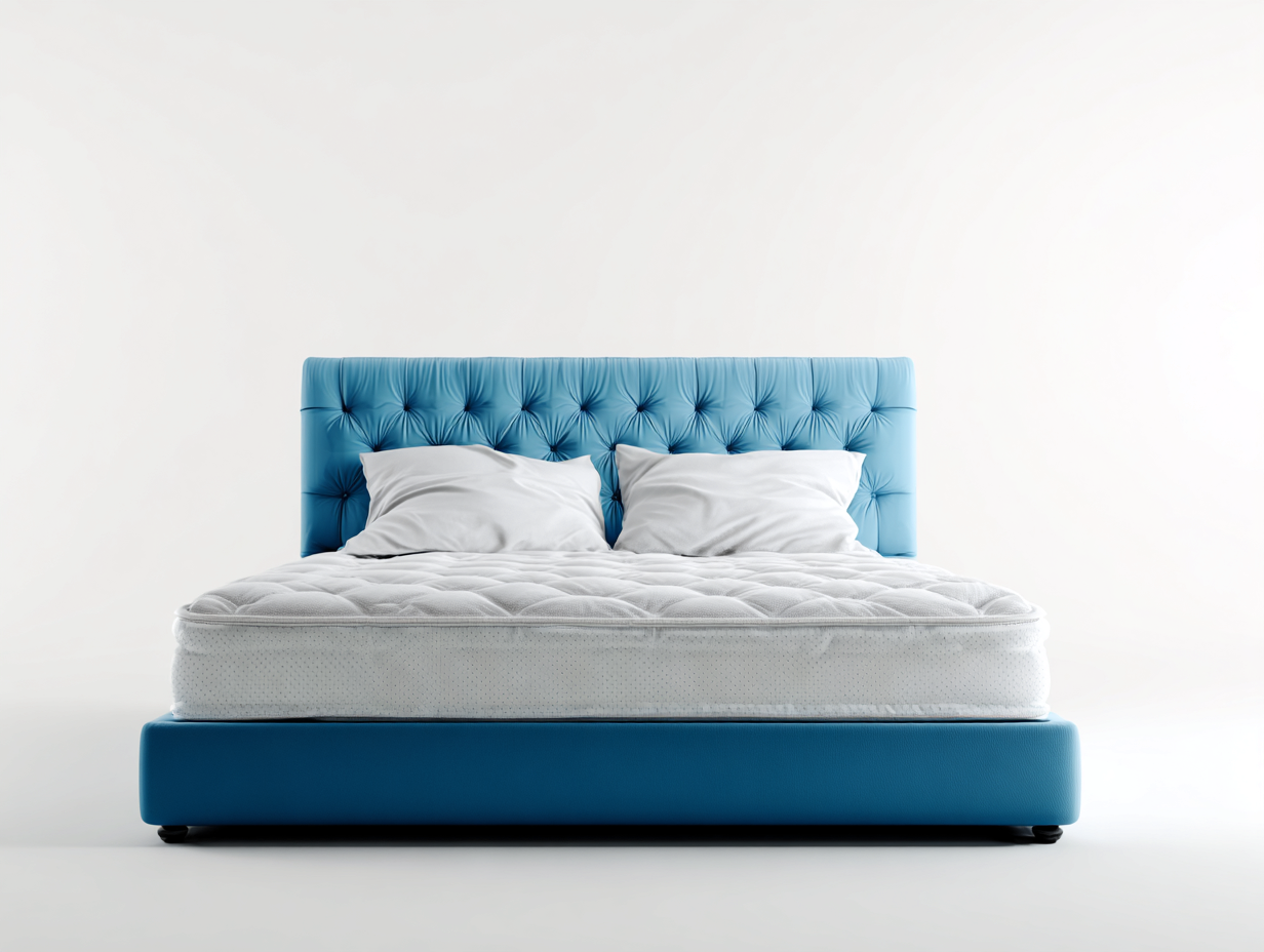 Lit double tapissé 200x160x110 cm - bleu - design moderne pour chambre-Luxemybase