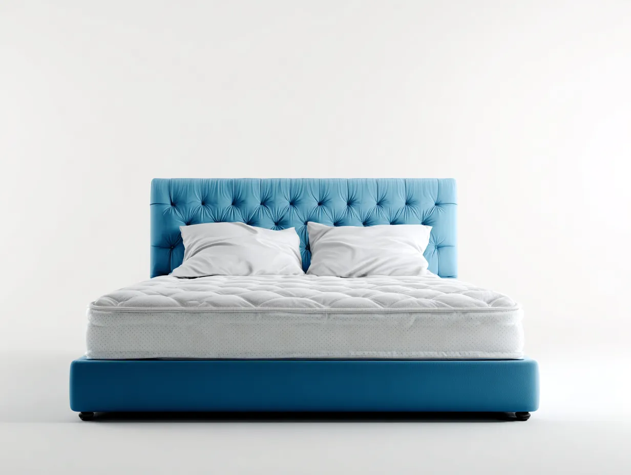 Lit double tapissé 200x160x110 cm - bleu - design moderne pour chambre-Luxemybase