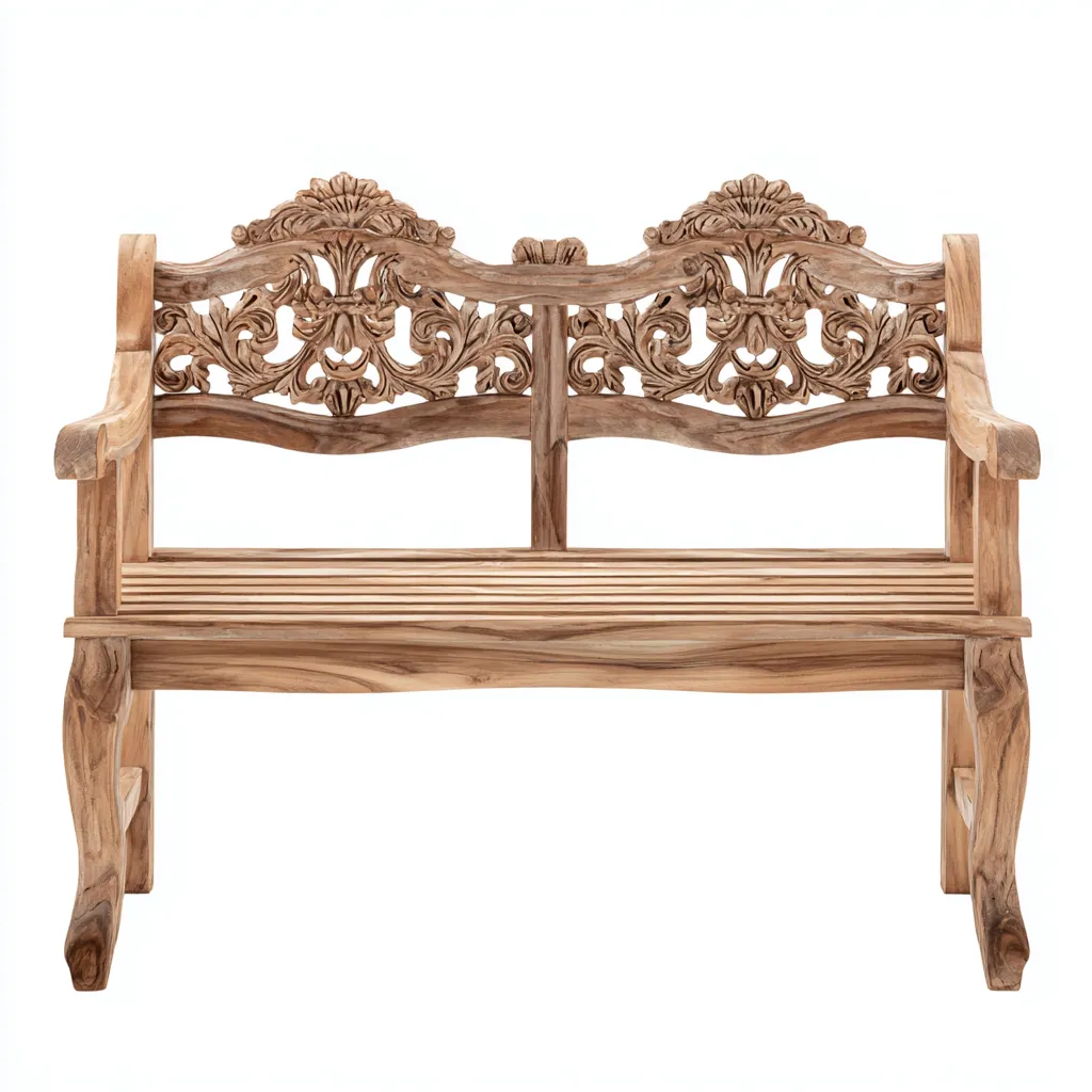 Banc de jardin en bois 150x55x90 cm - marron - style sculpté classique pour extérieur-Luxemybase