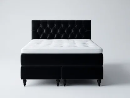 Lit double tapissé 200x160x110 cm - noir - design élégant pour chambre-Luxemybase