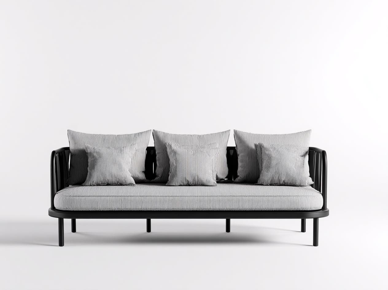Canapé de jardin en métal 200x80x75 cm - Noir-Gris - Assise extérieure confortable - Design contemporain-Luxemybase