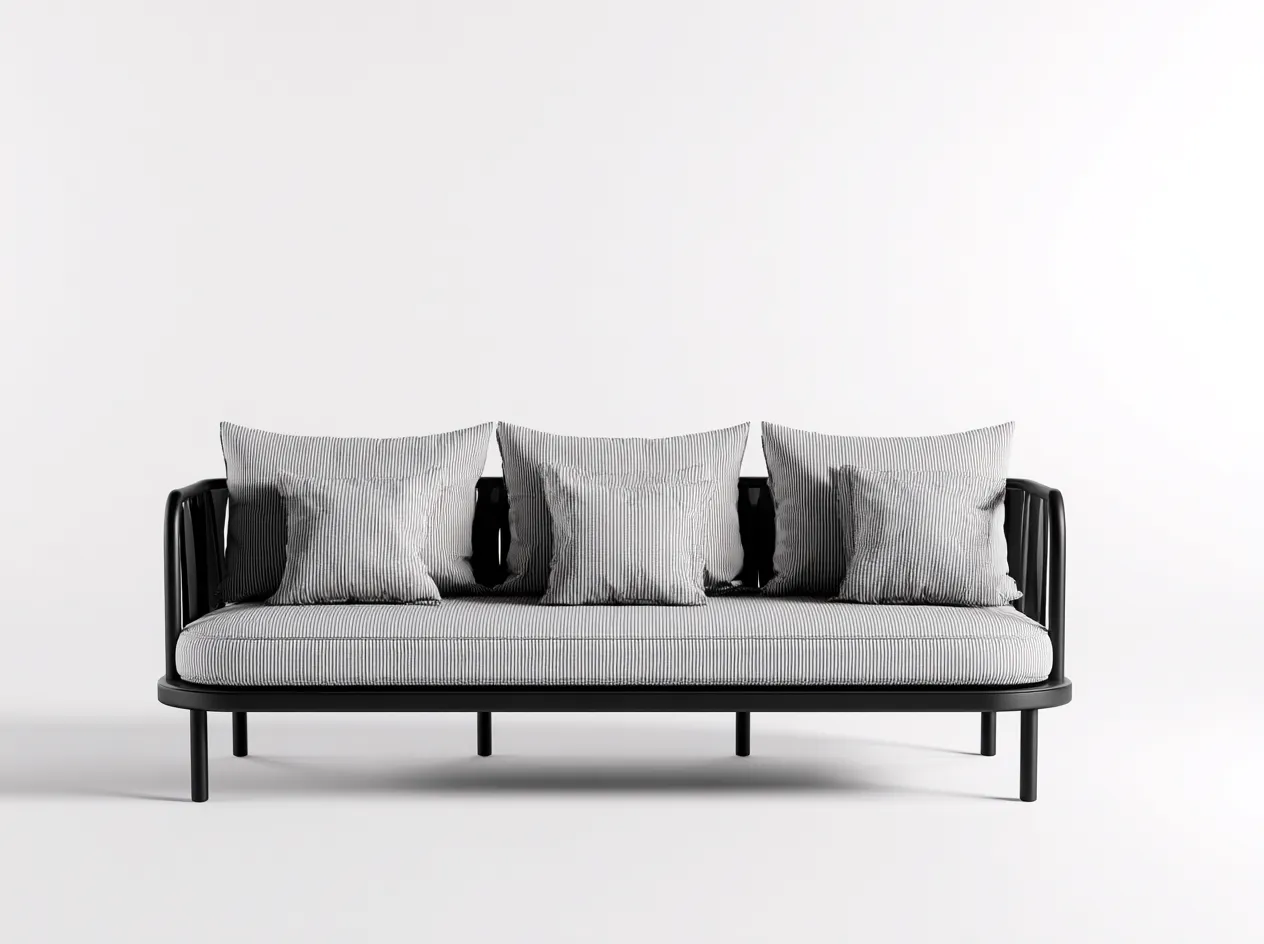 Canapé de jardin en métal 200x80x75 cm - Noir-Gris - Assise extérieure confortable - Design contemporain-Luxemybase