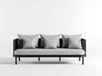 Canapé de jardin en métal 200x80x75 cm - Noir-Gris - Assise extérieure confortable - Design contemporain-Luxemybase