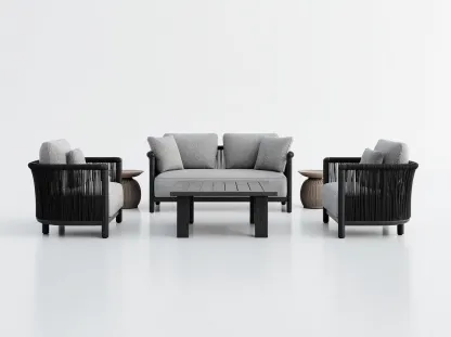 Canapé de jardin en corde 180x75x70 cm - Noir-Gris - Design moderne pour extérieur-Luxemybase