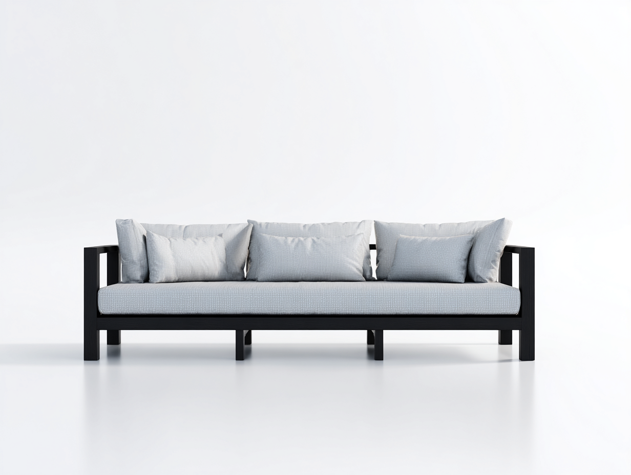 Canapé de jardin en métal 210x80x70 cm - gris clair - style moderne pour extérieur-Luxemybase