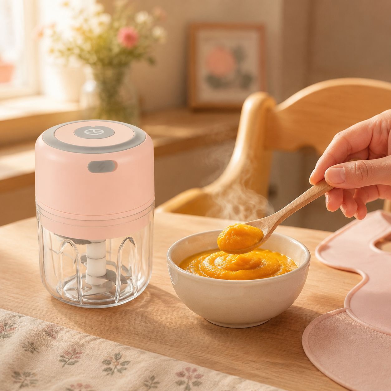 Small electric food processor for home cooking