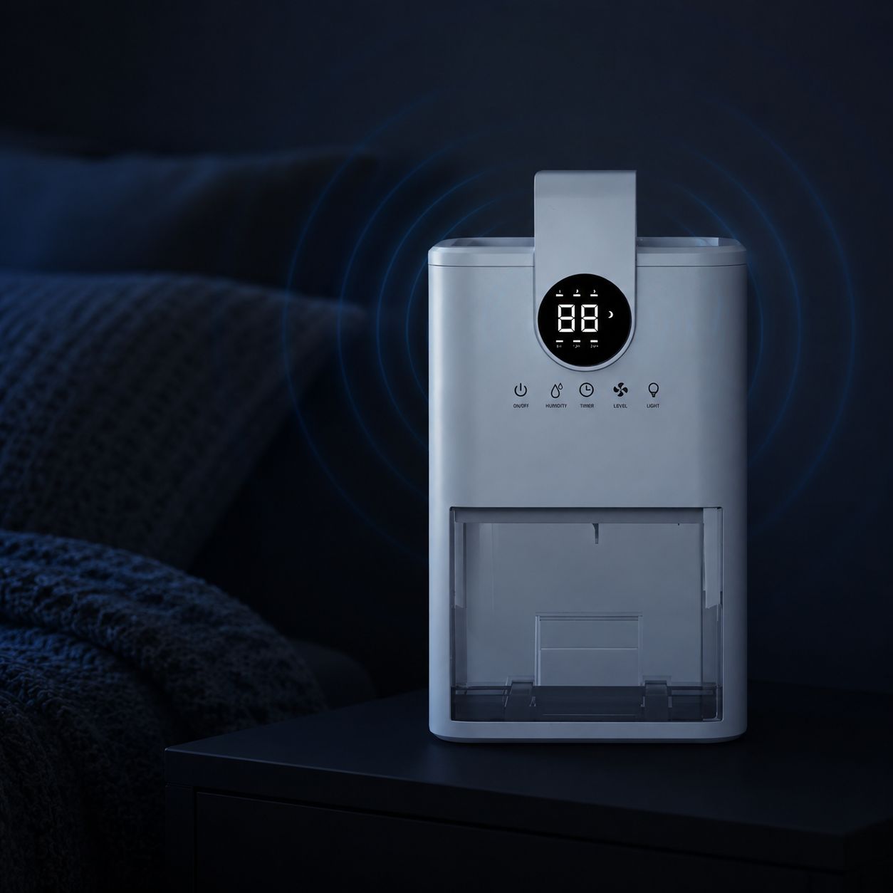 Quiet dehumidifier for bedroom and bathroom