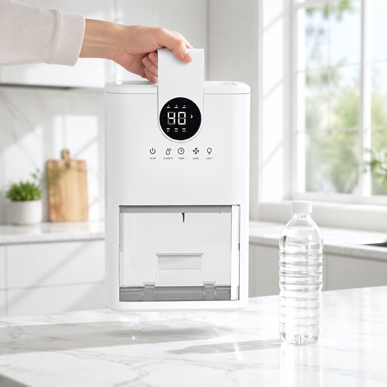Small dehumidifier removing moisture from wardrobe