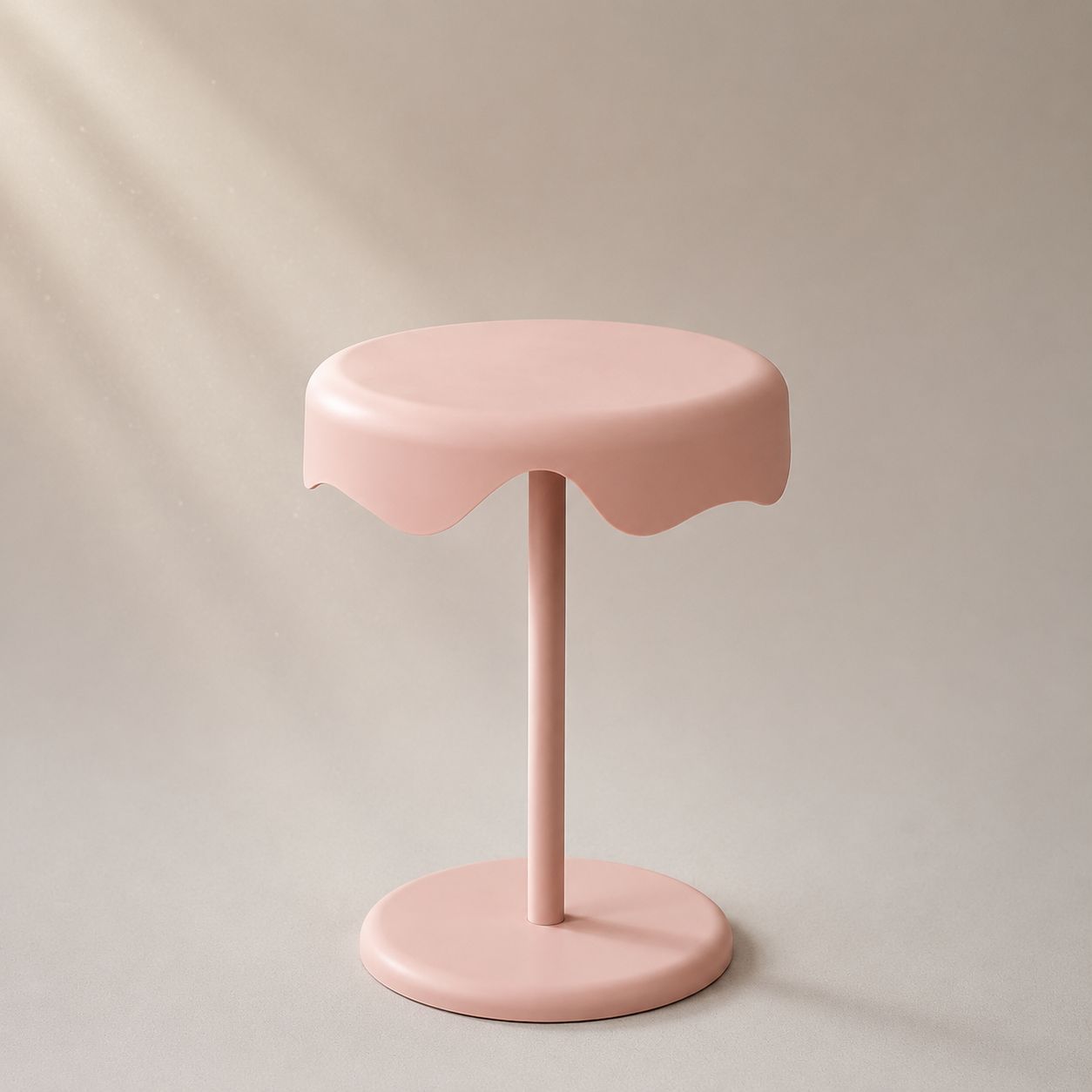 Compact movable tea table beside a bed