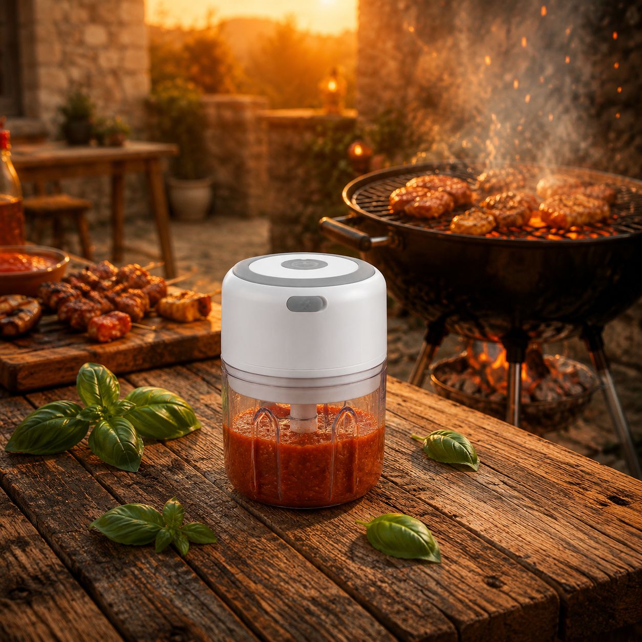 Compact electric food cutter for kitchen use