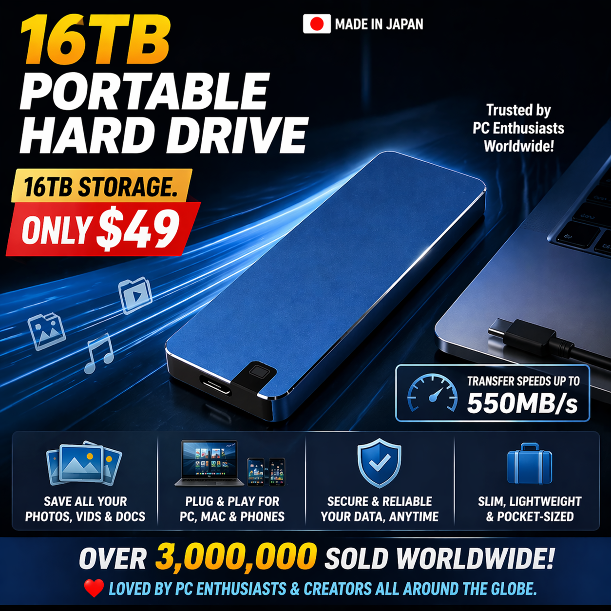 Ultra Thin Portable Hard Drive 