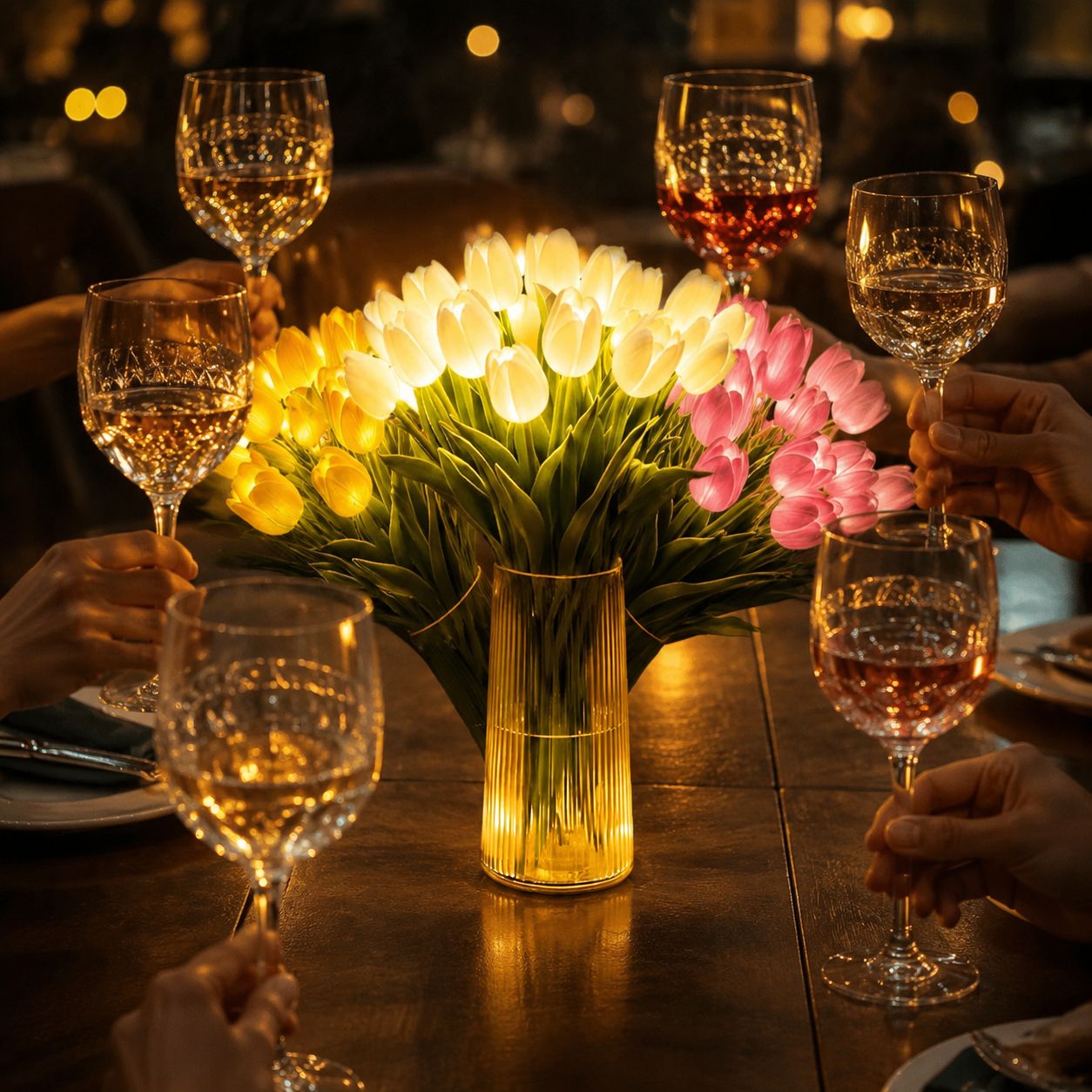 Charming tulip LED night light for living room