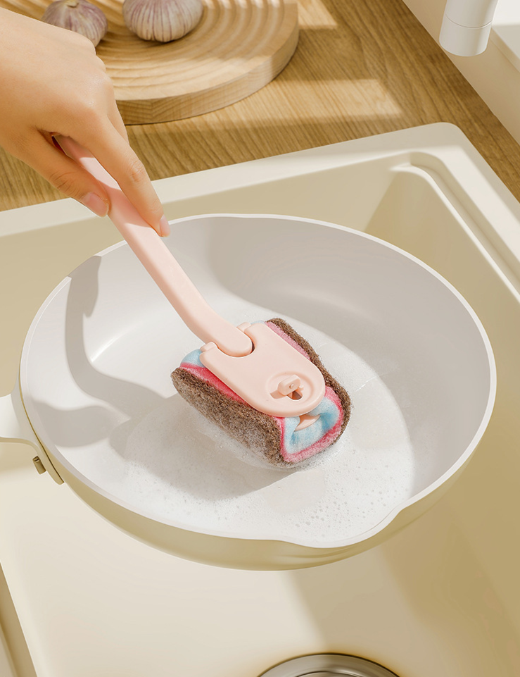 Pot washing brush with comfortable grip