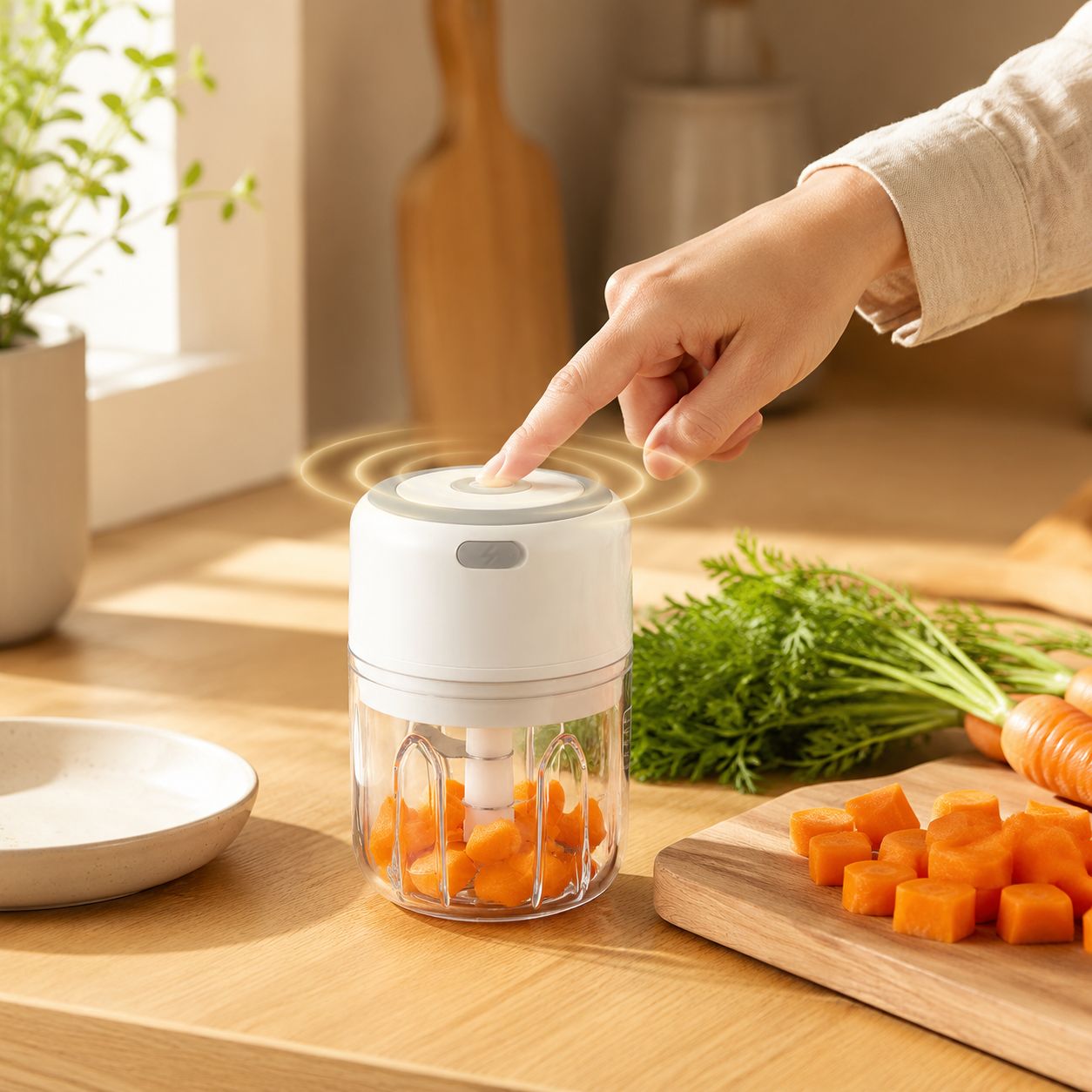Small Portable Electric Garlic Mincer Kitchen Food Cutter