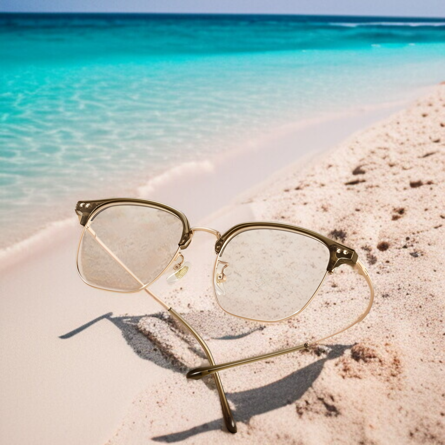 Danyang Anti-Blaulicht-Brille aus reinem Titan, einfarbig, Damenbrille, modische Halbrahmen-Brille,