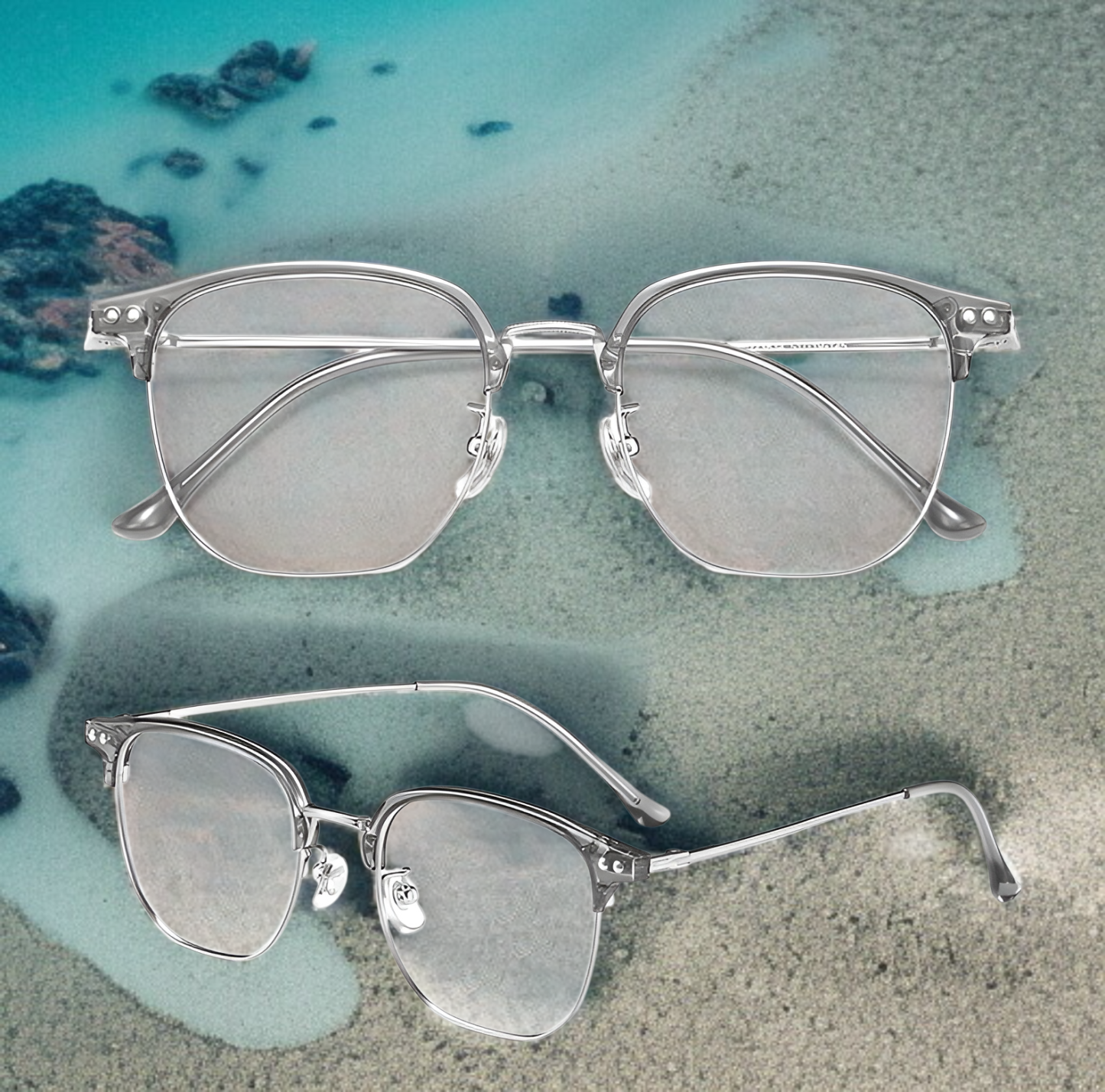 Danyang Anti-Blaulicht-Brille aus reinem Titan, einfarbig, Damenbrille, modische Halbrahmen-Brille,