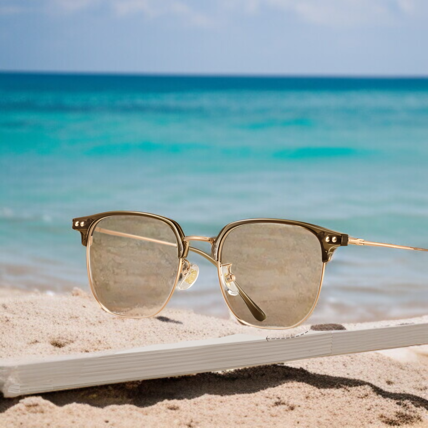 Danyang Anti-Blaulicht-Brille aus reinem Titan, einfarbig, Damenbrille, modische Halbrahmen-Brille,