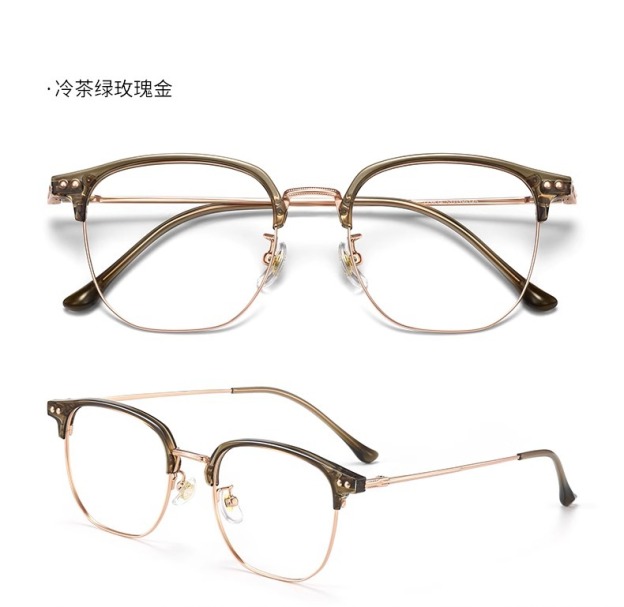 Danyang Anti-Blaulicht-Brille aus reinem Titan, einfarbig, Damenbrille, modische Halbrahmen-Brille,