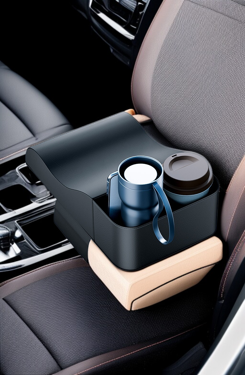 Auto-Armlehnenbox, Booster-Pad, Mittelarmlehne, Ellenbogenauflage, Leder-Pad, Wasserbecherhalter, Au