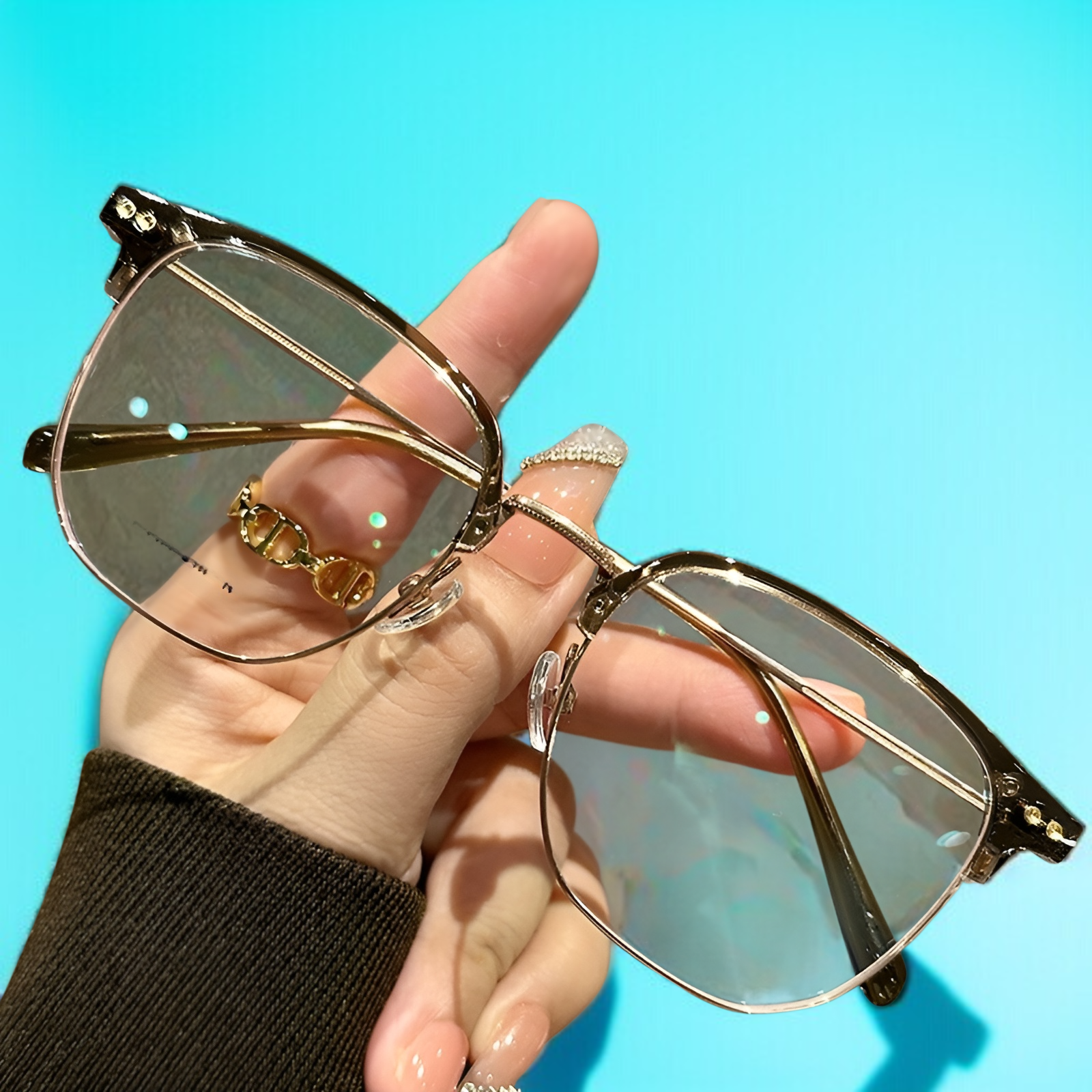 Leichte Halbrahmen-Brille mit Blaulichtschutz