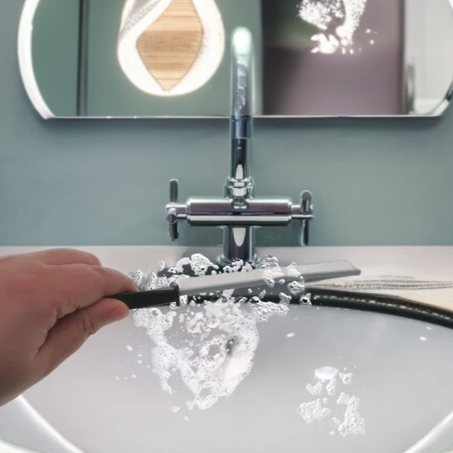 Narrow crevice cleaning brush tool for window tracks