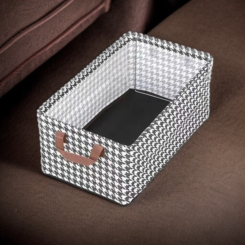 Durable fabric storage bin with handles