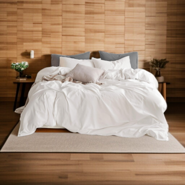 300TC King Size Bamboo Flat Bed Sheet & Duvet Cover Set with Bamboo Filling