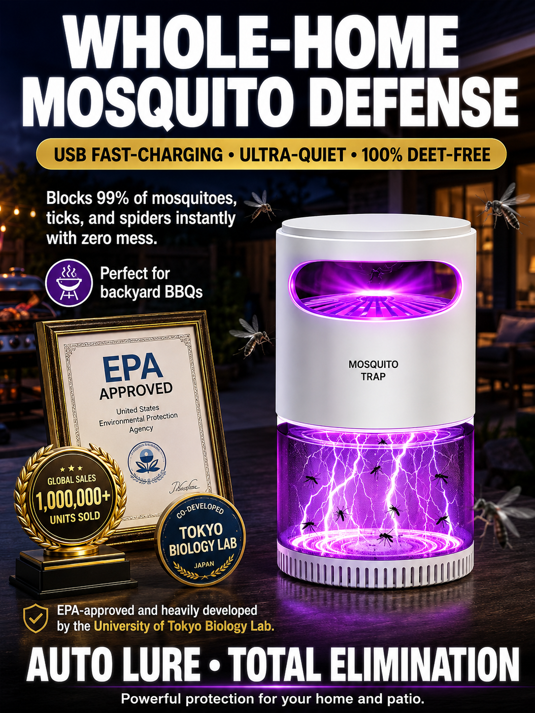 Electric mosquito killer from japan, Blocks 99% of mosquitoes and ticks with zero mess.