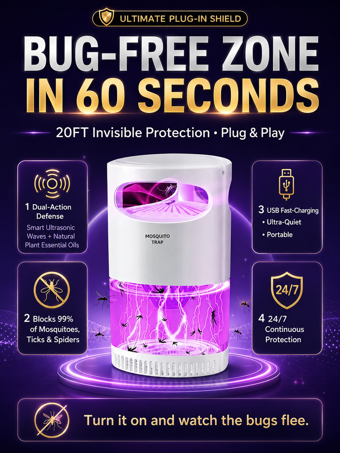 Electric mosquito killer, Blocks 99% of mosquitoes and ticks with zero mess. The latest 2026 breakthrough pest control tech straight from Japan.