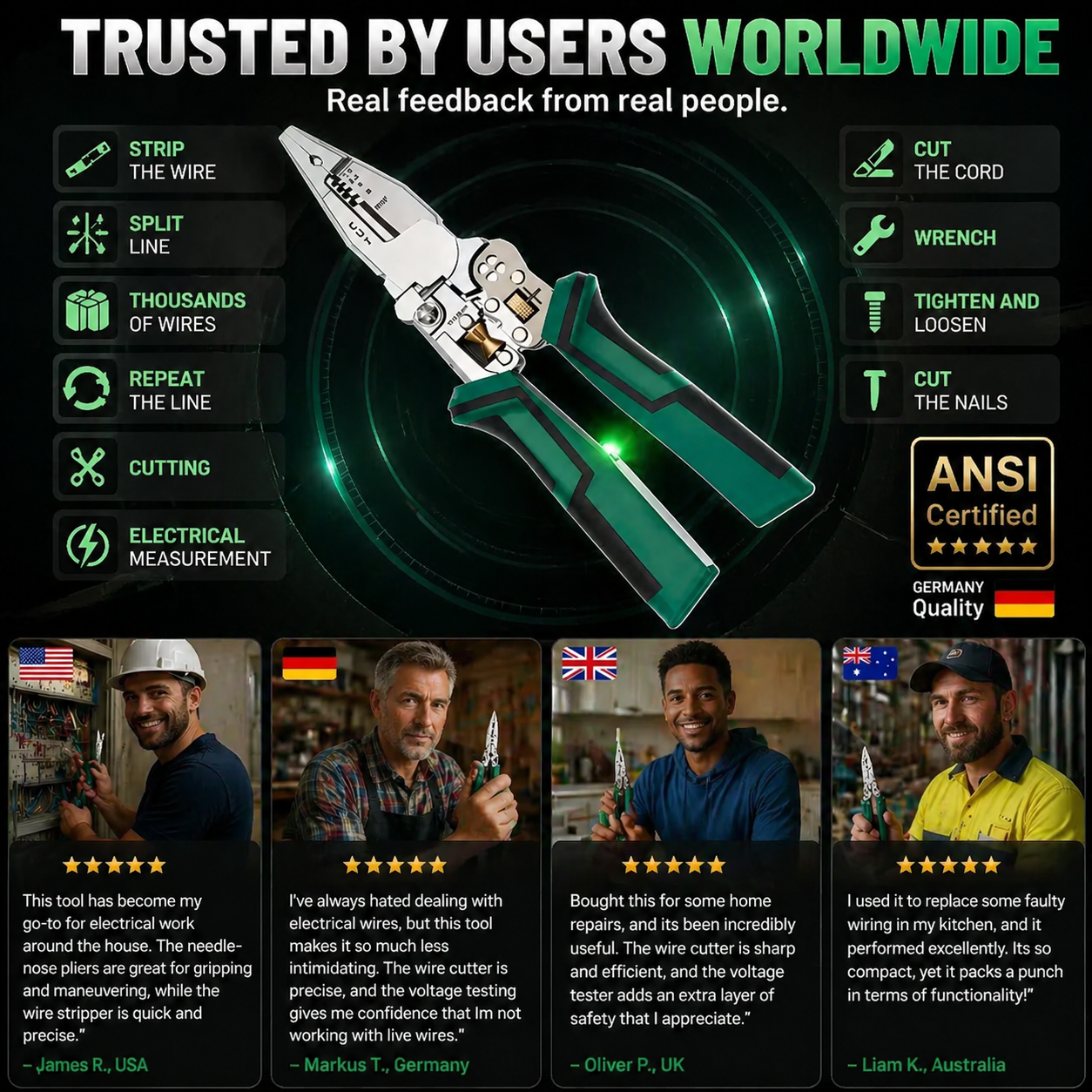 【All-in-One!】 Foldable Voltage Tester, Screwdriver, and Wire Stripper. From smart outlets to backyard wiring—one tool does it all.